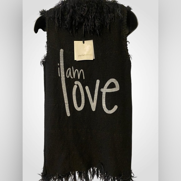 Peace Love World Elegant Moni Black Vest | Shaggy Reversible Vest NWT 0ne Size - Picture 8 of 14